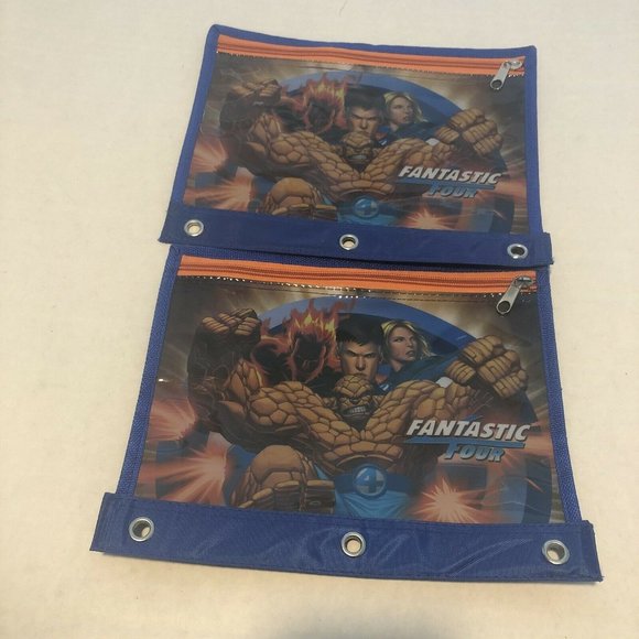 Fantastic Four Other - 2007 Fantastic Four Three Ring Pencil Pouch Set Of Two Thing Human Torch
